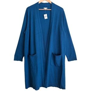 J. JILL Silk Wool Blend Relaxed Fit Minimalist Casual Long Duster Cardigan L NWT